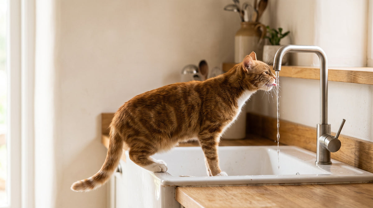 Mon chat boit au robinet : pourquoi, et que faire