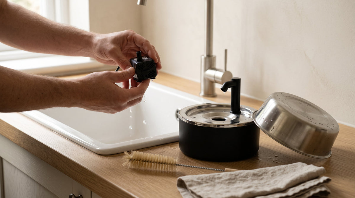 Nettoyer une fontaine à eau pour chat : la méthode pas à pas