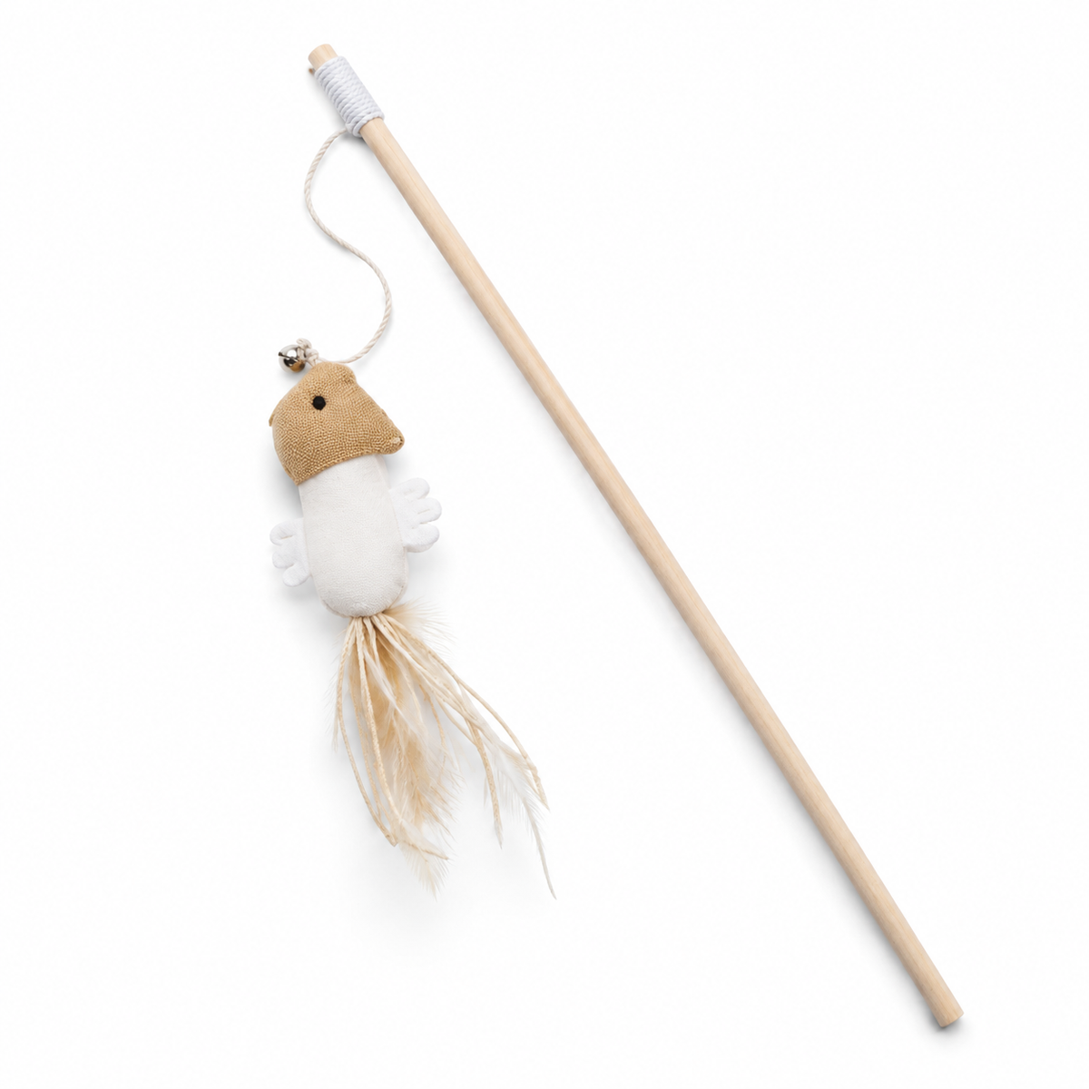 Canne pour chat Museau, embout en peluche et plumes